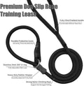 Strong Slip Rope Dog Training Leash (4ft) - Heavy Duty Durable Braided Nylon Lead with Rubber Stopper & Padded Handle - Large Medium Small Dogs No Pull Walking (Black, 1/2" x 4ft)