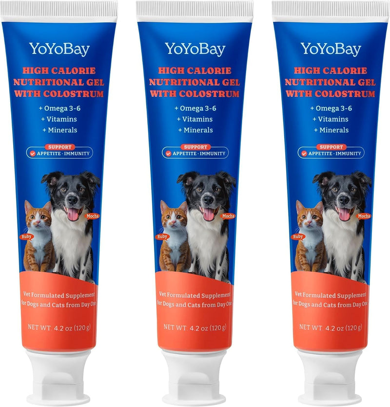 3 Pack Bovine Colostrum Nutrical Gel for Dogs & Cats,Support Appetite