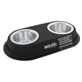 Master Pet Supply Double Dog Bowls Set with Elevated Base and 2 (8 oz) Stainless Steel Removable Dishes (Black Velvet) – Double Cat Food Water Bowl, Dog Puppy Food Bowl Set, Rust Resistant