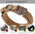 Xqpetlihai Tactical Dog Collar Adjustable Military Nylon Dog Collar with Control Handle and Heavy Duty Metal Buckle for Medium and Large Dogs (Brown,L)
