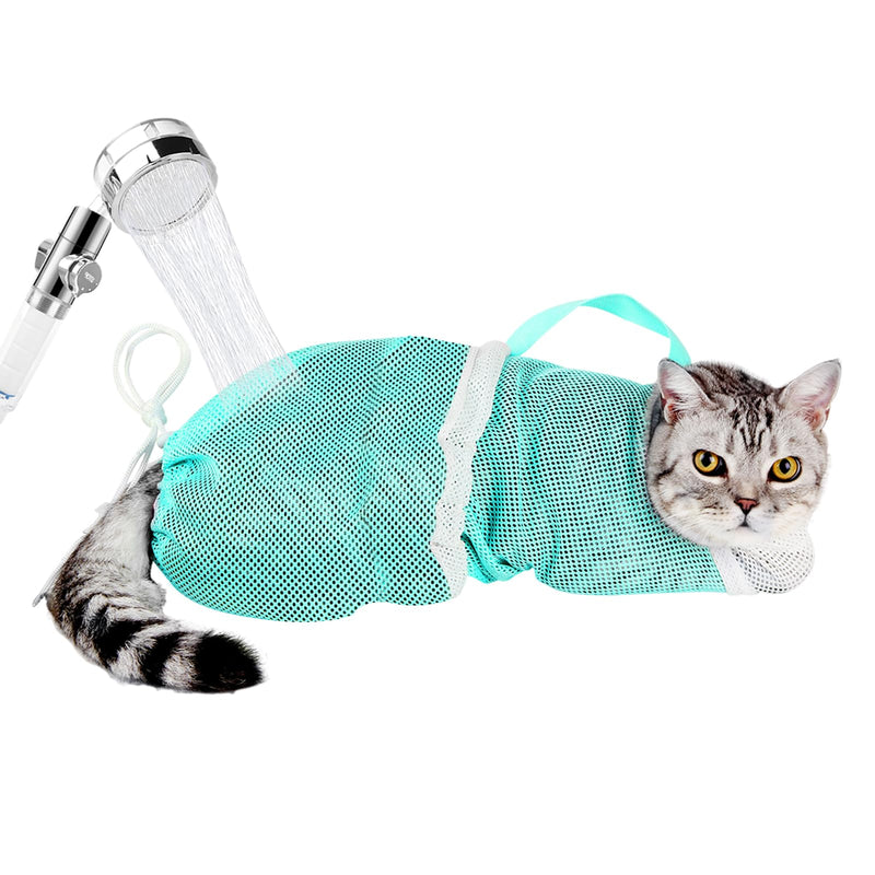 Cat Bathing Bag - Anti-Bite & Anti-Scratch Shower Bag, Adjustable Restraint Bag for Cat Washing, Nail Trimming & Injections, Breathable Mesh Design