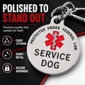 Service Dog Tag Double Sided with Federal Protection & Red Medical Alert Symbol | 1.25 Inch Durable Pet ID Tags | Easily Attach to Collar, Harness, Vest | Service Dog Identification Tag