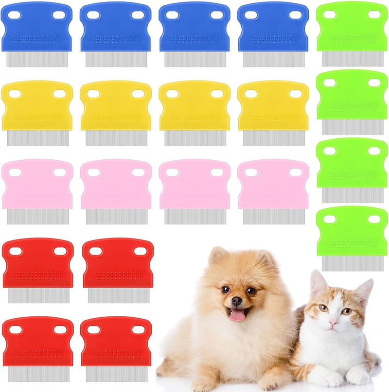 Patelai 20 Pieces Tear Stain Remover Comb Dog Flea Comb Stainless Steel