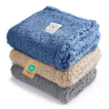 Luciphia 1 Pack 3 Calming Dog Blanket Fluffy Premium Fleece Pet Blankets Soft Sherpa Throw for Dogs Puppy Cat Grey/Beige/HazeBlue Small (23" x16")