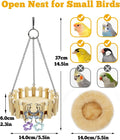 Wooden Bird Sleep Nest, Open Hammock with Toys for Small Birds