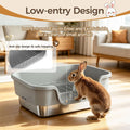 Bunny Litter Box - Stainless Steel Rabbit Litter Box with Hay Feeder