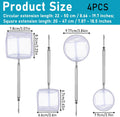 4 PCS Fish Tank Shrimp Net Extendable Handle, Aquarium Stainless Steel Small Fishing Net with Adjustable Handle Fishtank