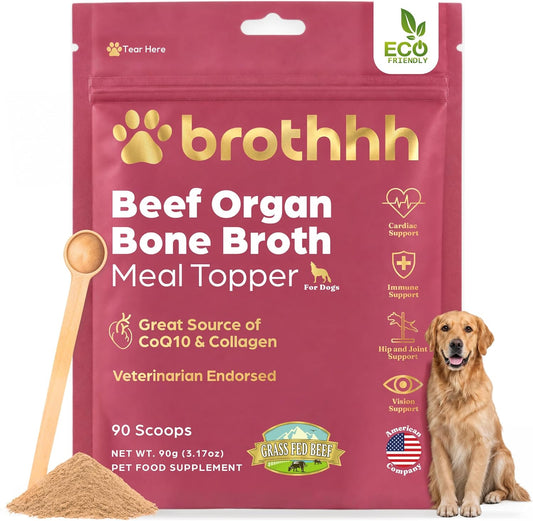 Beef Organ Bone Broth Meal Topper for Dogs - 100% Grass Fed - by Brothhh