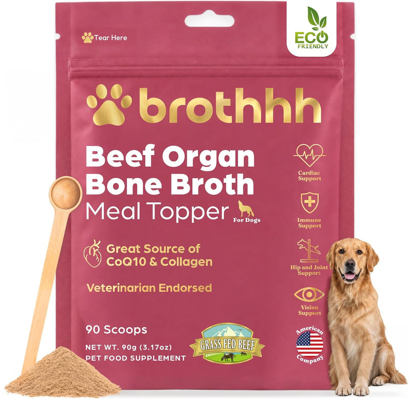 Beef Organ Bone Broth Meal Topper for Dogs - 100% Grass Fed - by Brothhh
