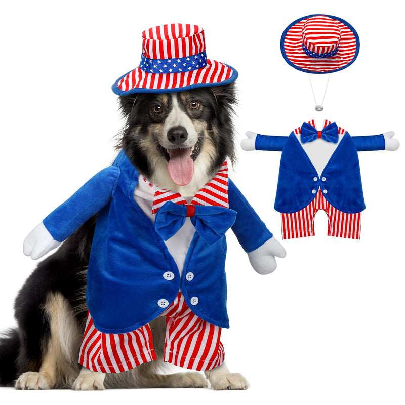 Huhumy 4th of July Pet Costume American Flag Dog Costumes Stars Stripes Funny Dog Costumes for 250th Anniversary Independence Day National Day Parades Patriotic American Celebrations(Size M)