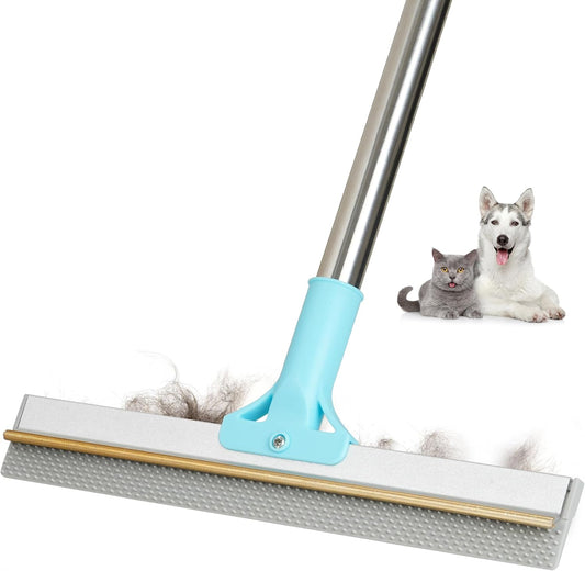 Thalomely Carpet Rake for Pet Hair Removal Tool, 2 in 1 TPU and Copper Rake Teeth, Uproot Clean Hair Remover with 54’’ Adjustable Long Handle, Reusable Cat & Dog Fur Broom for Carpets,Rugs, Mats,Car