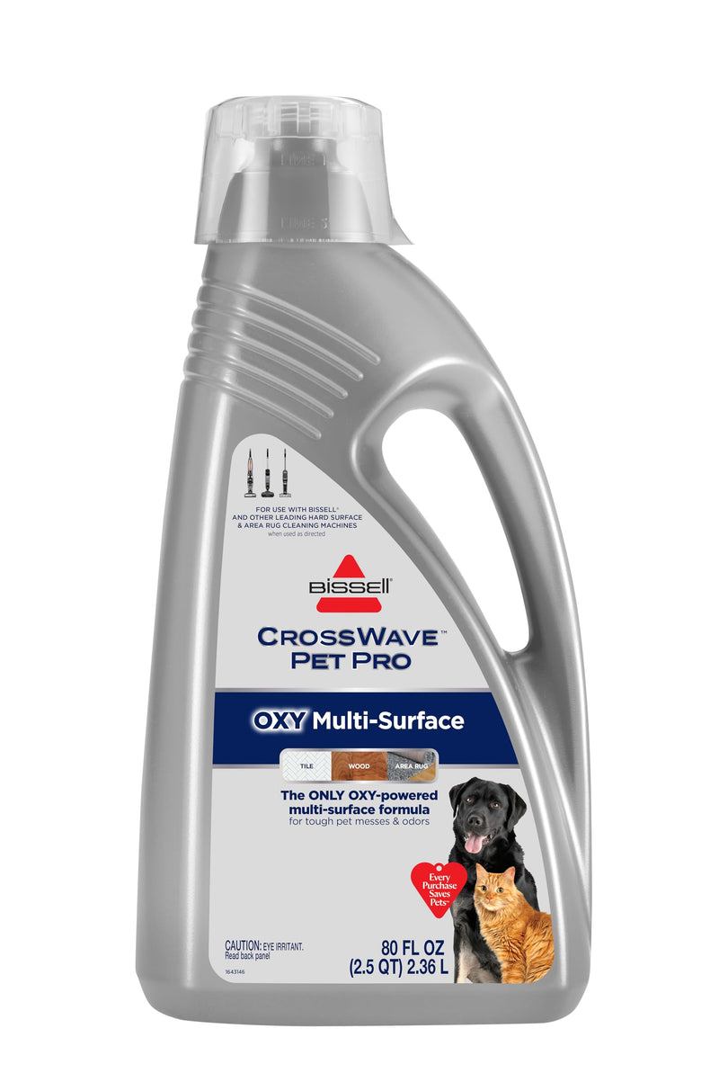 Bissell CrossWave PET PRO OXY Multi-Surface Formula, 4019G, 80 oz, Removes Stuck-On Stains like Dirt, Grease, and Grime from Sealed Hard Floors and Grout, Patented Odor Elimation Technology