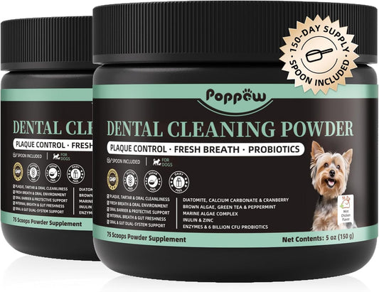 Dog Dental Powder -Teeth Cleaning Powder -Plaque & Tartar Off -150 Servings