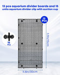 12 Pcs Aquarium Fish Tank Divider Panels with 15 Suction Cup Clips, DIY Egg Crate Aquarium Adjustable Separation Board f