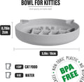 Slowpaw Silicone Cat Slow Feeder Bowl with Suction Cups - Interactive Puzzle Toy to Reduce Overeating in Kitty(Gray, 1 Cup)
