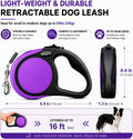 Heavy Duty Retractable Dog Leash-16ft Strong & Durable Walking Leash for S to L Dogs up to 45/115 lbs, Upgraded Lock System, Non Slip Grip, Tangle Free (Purple, Small/Medium)