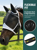 Horse Fly Mask with Ears, Breathable Mesh UV Protection Horse Mask, Black