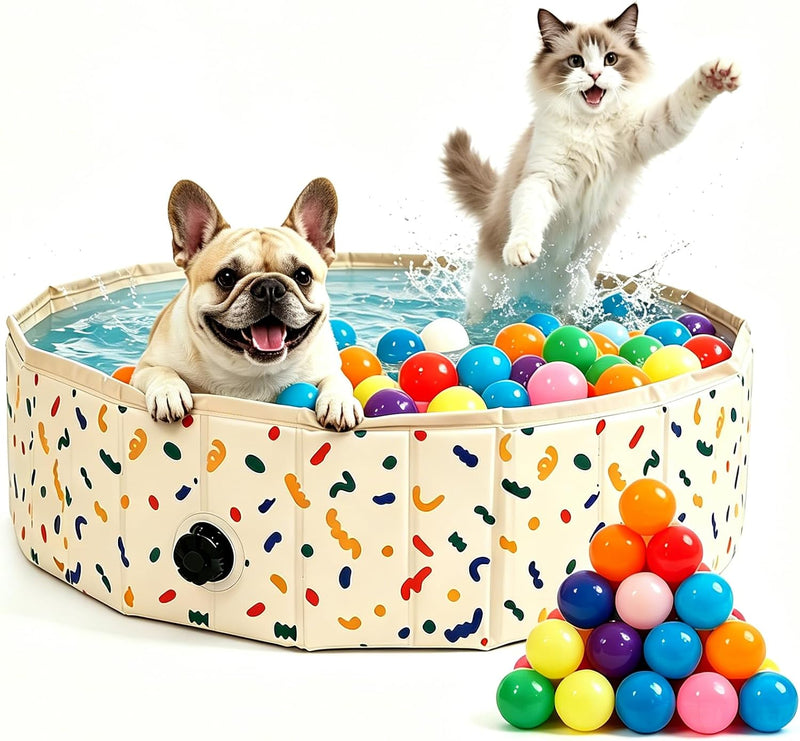 Foldable Dog Ball Pit with 64 Balls Included & Dog Pool 2-in-1