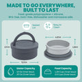 KindTail Dog Travel Bowls - Set of 2 Portable Pet Food & Water Dishes with Lid & Handle - Each Nesting Container Include