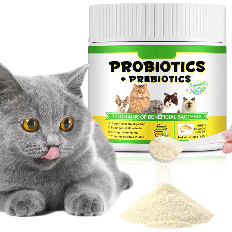 Cat Probiotic Powder with Prebiotics - 5 Billion CFU & 12 Strains to Treat Diarrhea, Vomiting, Digestive Support & Immunity Health