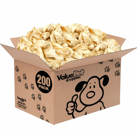 ValueBull Premium Cow Ears, 200 Count Bulk Pack - All Natural Dog Treats, 100% Angus Beef, Single Ingredient, Cleans Teeth & Gums