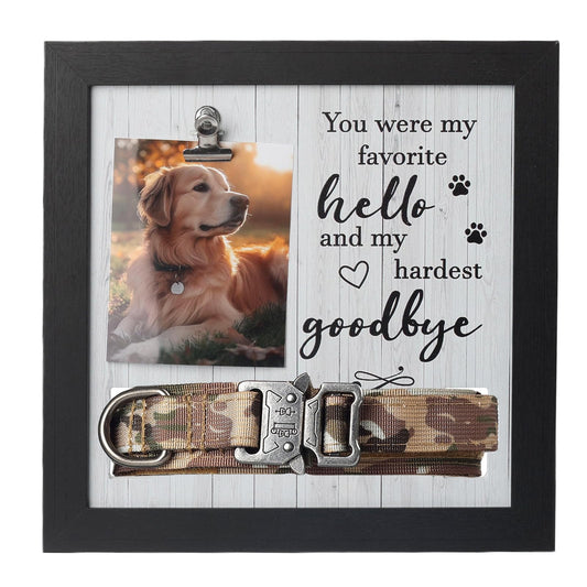 X-partner Pet Memorial Frame with Collar Holder – Dog and Cat Loss Remembrance Gift – You Were My Favorite Hello and Hardest Goodbye – Sympathy Keepsake Frame for Pet Lovers