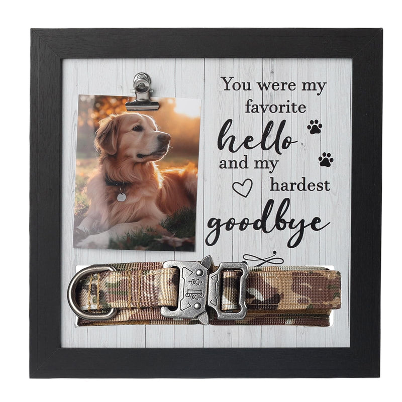 X-partner Pet Memorial Frame with Collar Holder – Dog and Cat Loss Remembrance Gift – You Were My Favorite Hello and Hardest Goodbye – Sympathy Keepsake Frame for Pet Lovers