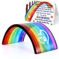 Huray Rayho Rainbow Bridge Fused Glass 3D Colorful Bridge with Sympathy Card Memorial Gift for Dog Cat Guinea Pig Lover Pet Lost Present Sorry Gift Set