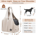 Dog Purse Carrier for Small Dogs, Cats, and Puppies – Soft-Sided Travel Pet Tote Bag with 4 Large Pockets, Foldable, Lightweight, Fits Pets up to 15 lbs, for Travel, Outings (Beige)
