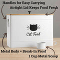 Metal Cat Food Container with Scoop, 15lb (50 Cup) w/ Airtight Bamboo Lid