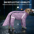 Polka Dot Dog Raincoat, Waterproof Four-Leg Rain Jacket for Dogs with Detachable Hood & Tail Cover, Seam-Sealed Dog Rain