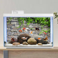 36x24 in Stone Brick Wall Aquarium Backdrop Leaves Fish Tank Background