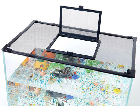 Magnetic Fish Tank Mesh Lid with Feeding Window, 39"x19"