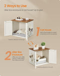Feandrea Cat Litter Box Enclosure, Hidden Litter Box Furniture, Indoor Pet House End Table, 23.6 x 19.7 x 19.7 Inches, Rustic White and Honey Brown UPCL042W201