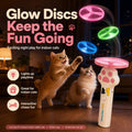PDVMWPJ Cat Fetch Toy Launcher with 10 Soft & Flexible Discs, Cat Toys for Indoor Cats, LED Glowing Launcher, Electric Interactive Kitten Toy for Hunting & Exercise, USB Rechargeable
