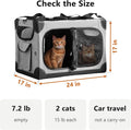 Large Cat Carrier for 2 Cats, 24x17x17 in, Metal Frame
