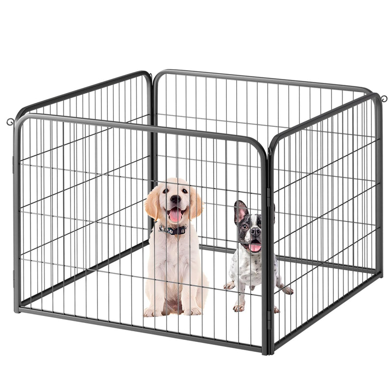 FDW Dog Playpen Kennel - 4 Panels, 24 Inch Height, Indoor/Outdoor Folding Metal Portable Puppy Exercise Pen, Heavy Duty Dog Fence for Yard, Camping - Black