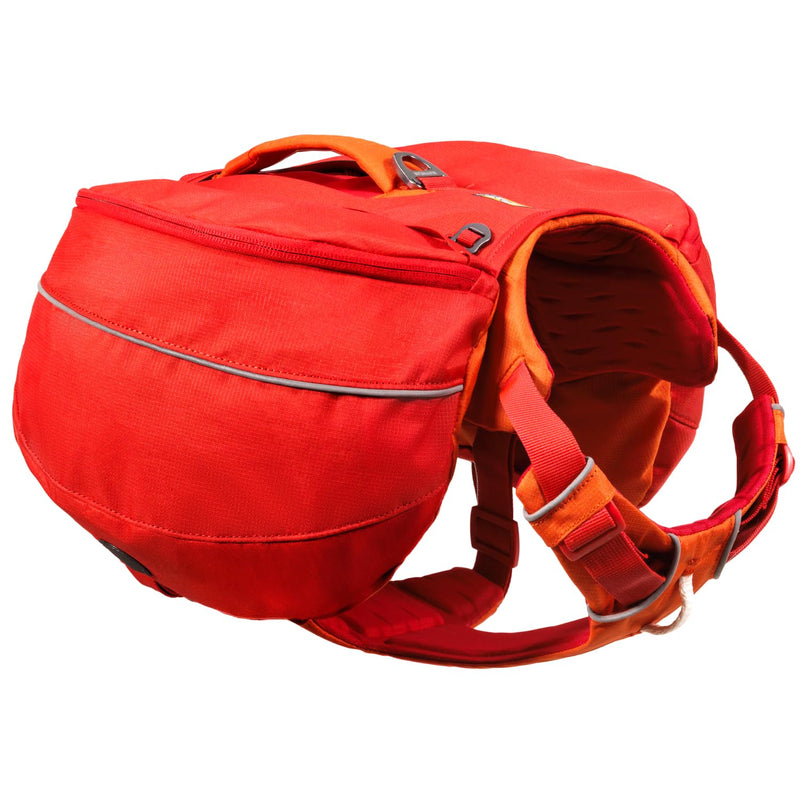 Ruffwear Palisades Dog Backpack, Multi-Day Pack with Removable Saddlebags, Breathable Adjustable Harness, Reflective Trim, Red Currant, Medium