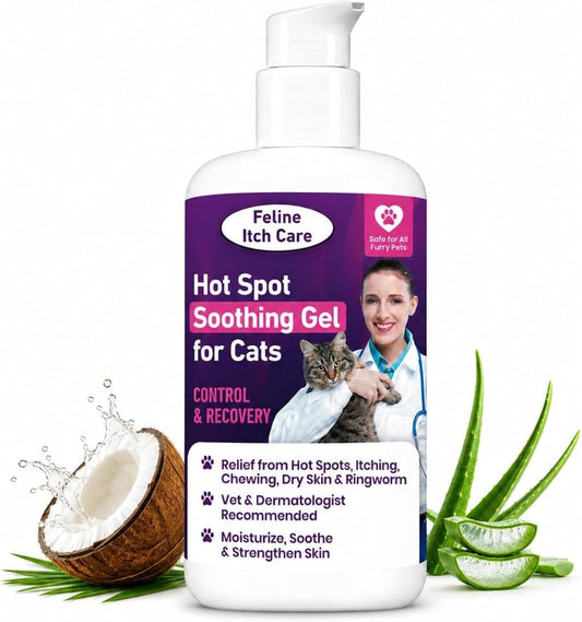 Feline Itch Care Hot Spot Soothing Gel for Cats | Helps Comfort Itchy Skin, Hot Spots & Dry Irritated Skin | with Coconu