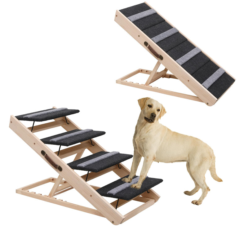 Upgrade 2-in-1 Pet Ramp Dog Stair,Folding Pet Stairs,Portable Dog Ramp for Small&Large Old Animals with Non-Slip Surface,Dog Ramp for Bed,Couch and Car,11.8