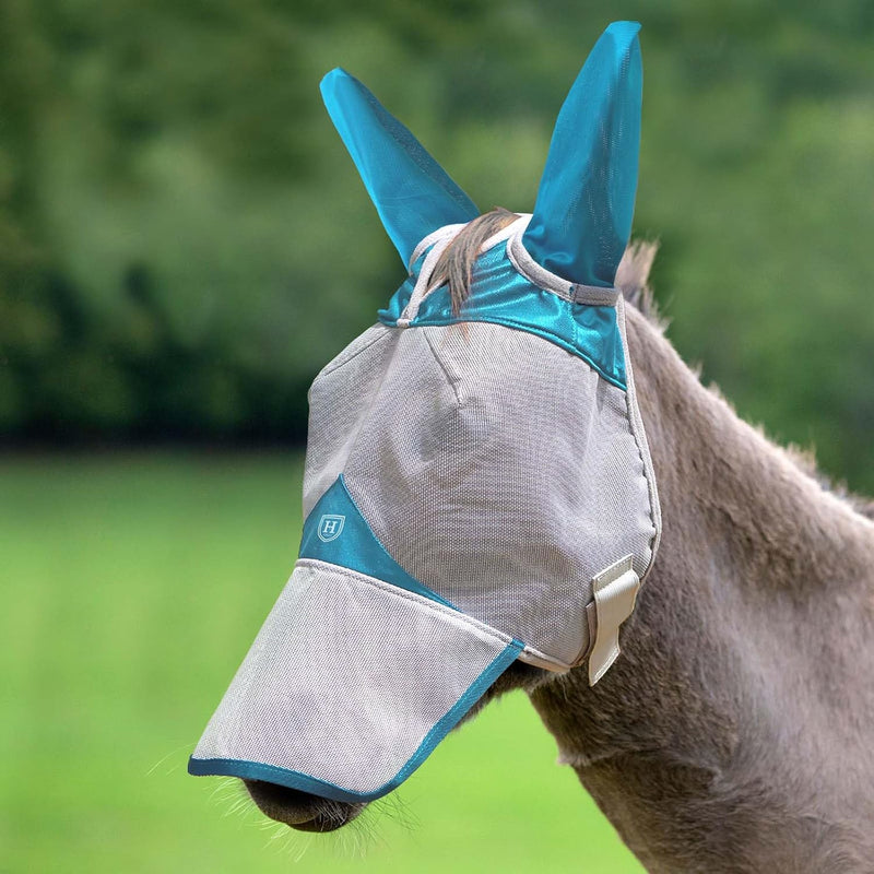 Harrison Howard Mule Donkey Fly Mask Full Face Protection with Nose Cover Sky Blue L