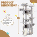 SHA CERLIN 81in Multi-Level Tall Cat Tree Tower for Indoor Kitties/Larger Cat Condo Furniture with Hammock/Cozy Pussycat Perches/Sisal Scratching Posts/Pet House/Wide Base/Grey