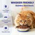3 Pack Stainless Steel Cat Bowls, Cat Dishes Whisker Friendly with Non-Slip Silicone Bottom, Easy to Clean, 5.5" Shallow