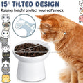 Tanlade 4 Pcs Ceramic Raised Cat Bowls, Elevated Tilted Cat Bowl for Food Water, Stress Free, Backflow Prevention, Dishwasher Microwave Safe, Feeder Dish for Indoor Kitten, Small Dogs(White)