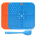 Lick Mat for Dogs, Dog Lick Mat with Suction Cups, Pet Food Mats and Slow Feeder Cat Bowl for Dog Anxiety Relief Pet Enrichment Toys for Bathing Station and Cat Grooming 2 Pack (Blue & Orange)