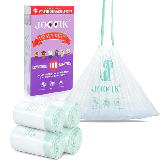 Drawstring Litter Box Liners Compatible with Robot, Heavy Duty Self-Cleaning Litter Boxes Waste Drawer Liners Replacement Bags (100pcs)