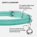 Soft Leather Cat Collar with Safety Elastic Strap