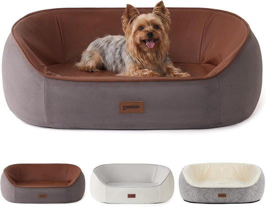 ZOMISIA 45D Orthopedic Memory Foam Dog Sofa Set with 3 Washable Cover for Summer and Winter - One-Piece Molded Foam Pet Couch Bed for All Season, Suitable for Small and Medium Dogs up to 60 LBS