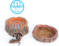 3 in 1 Reptile Hide Cave with Detachable Base & Humidity Dish, Essential Tank Terrarium Decor Humid Hideout Accessories 