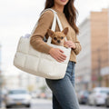 Puffy Quilted Pet Carrier Purse, Stylish Dog Tote Bag for Travel Shopping